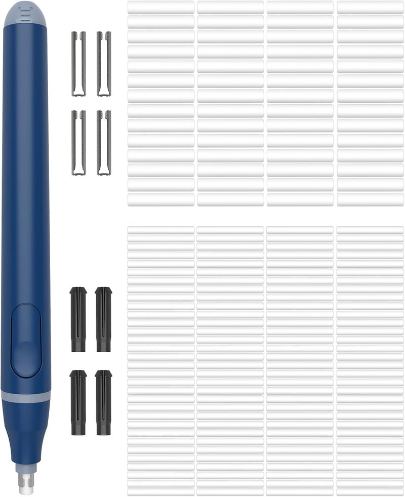 Foyucool Electric Eraser, Battery Operated Automatic Pencil Eraser with 220 Erasers Refills, 2 Erasers Sizes, Comfort Grip Art-Eraser for Drawing, Ideal for Artists, Students, Sketch, Engineers, Blue - Image 1